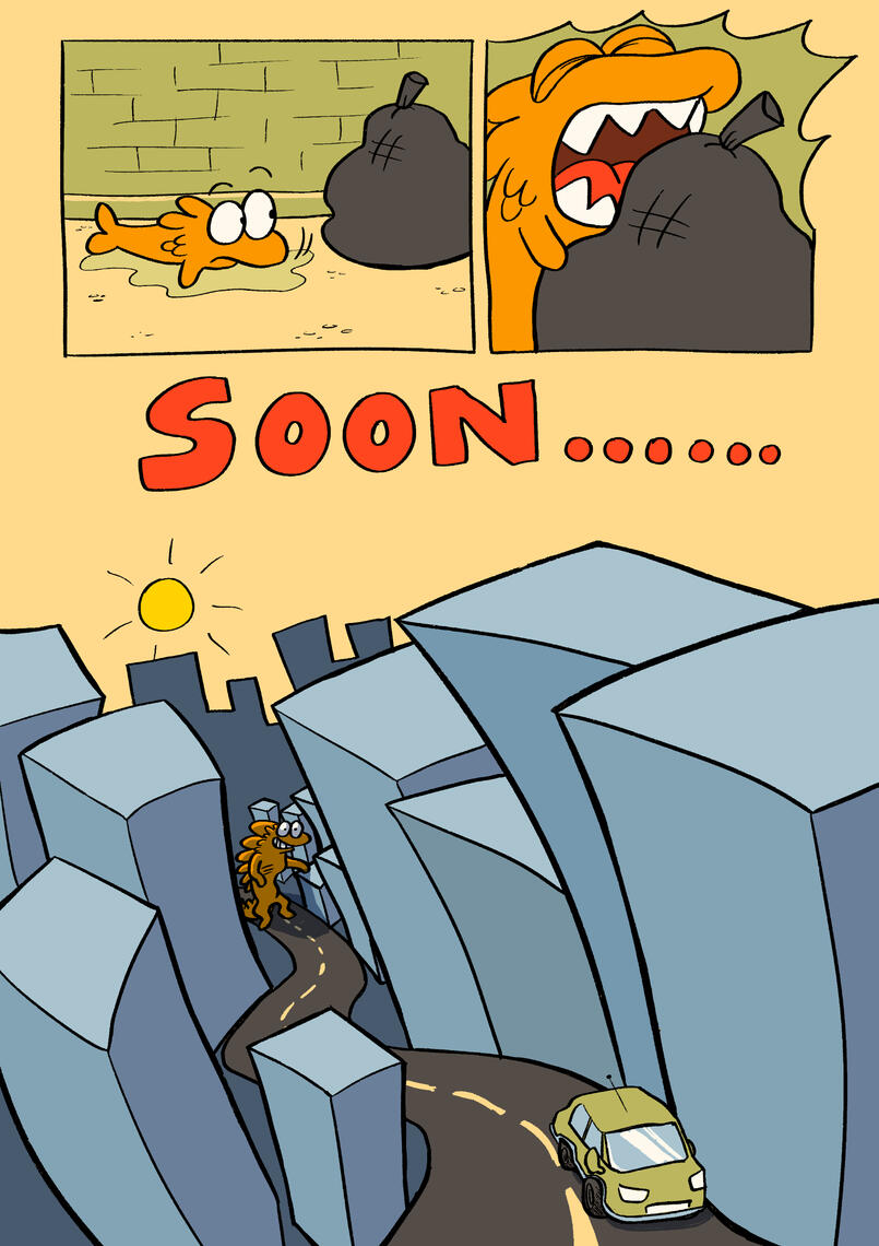 Fish Gets Bit - dialogue-less comic page 2 (2023)